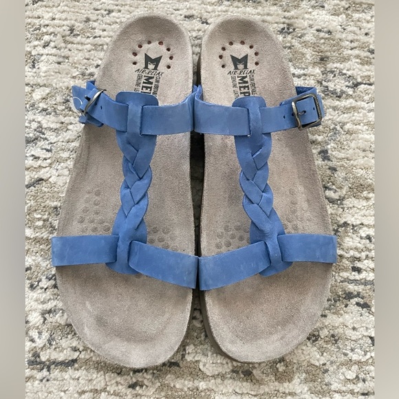 New! MEPHISTO Braided Nubuck Slide Sandals Blue Adjustable Strap Size 39 - Picture 2 of 9